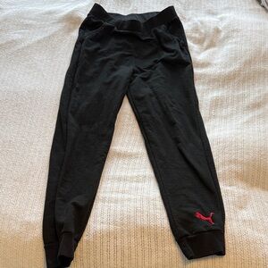 Puma Kids Black Sweatpants with Red Logo